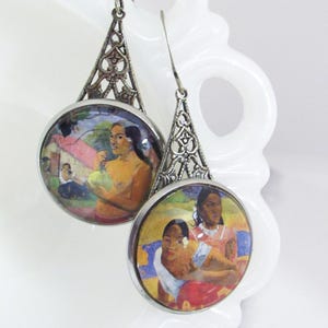 Gauguin Cabochon Earrings in Silver // Fine Art Jewelry