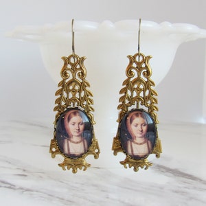 Katherine of Aragon Earrings in Brass, Glass Cabochons // the Tudors, 6 Wives of Henry VIII