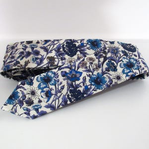 Liberty of London Blue Floral Skinny Tie // Cotton & Silk Necktie
