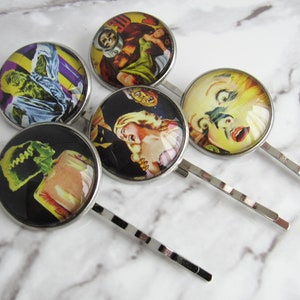 B-Movie Horror Hair Pin Set in Silver // Monster Movie, Kitsch