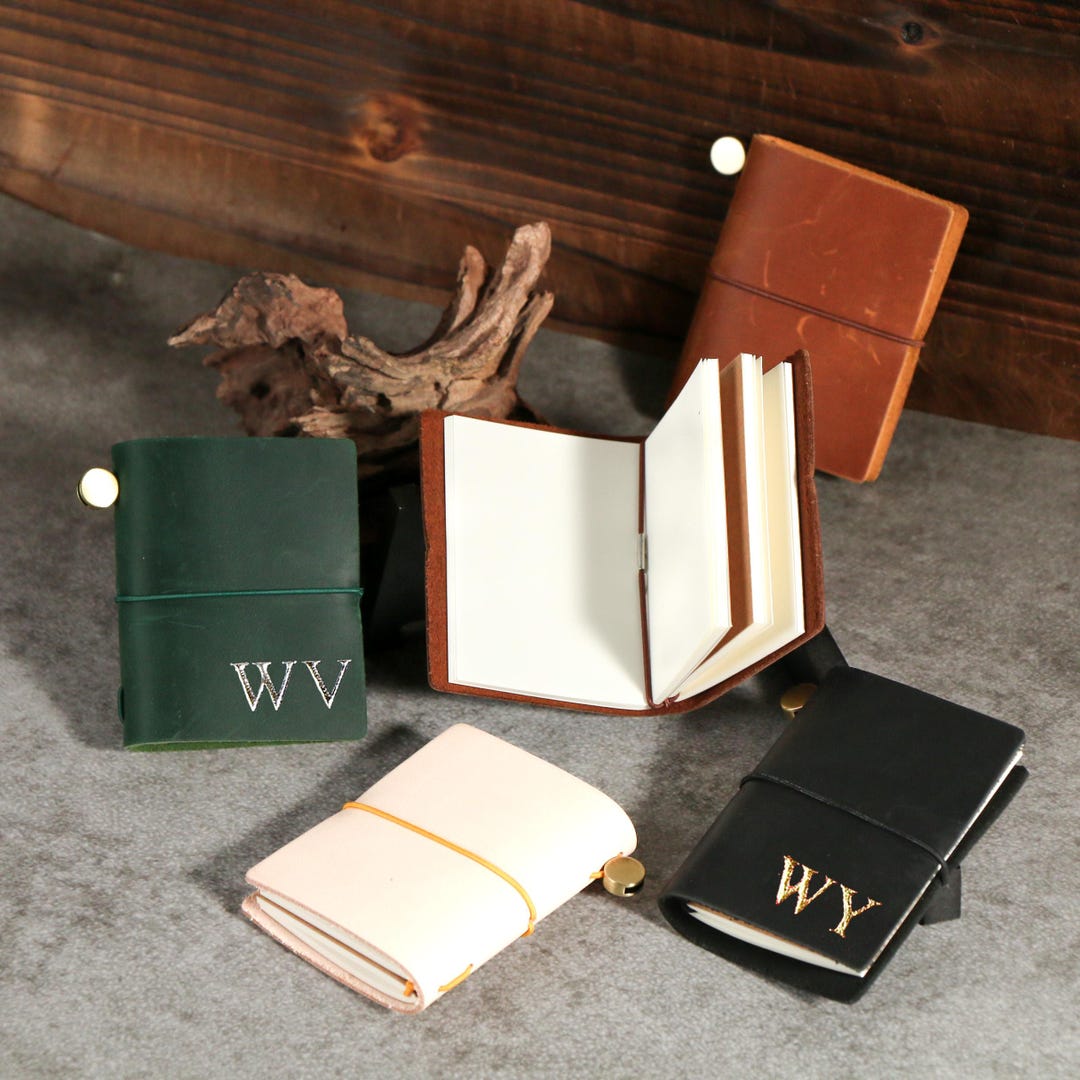 REFILLABLE Personalized Leather Pocket Journal With Elastic Closure ...