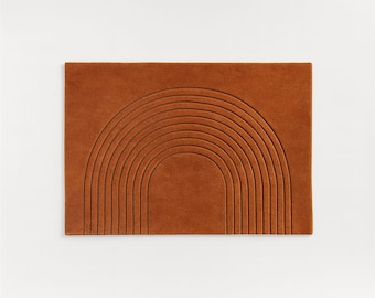 Burnt Orange Hand Tufted Rugs | Wool Area Rug | 6x9, 8x10, 5x7 | Living Room