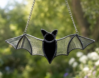 Handmade Stained Glass Bat Suncatcher, Gothic Window Hanging, Halloween Decor, Artisan Glass Art