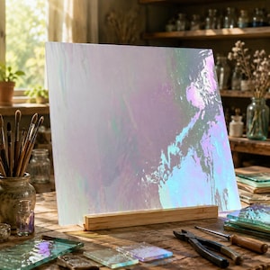 Glasskivor i färgat glas, handgjorda glimmermönster, glasrester i Tiffany-stil, konst, hobbydekorationer