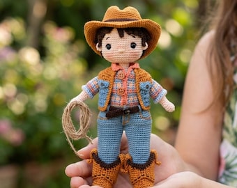 Cowboy Amigurumi Häkelanleitung, einfache Anfängerpuppe (PDF-Muster)