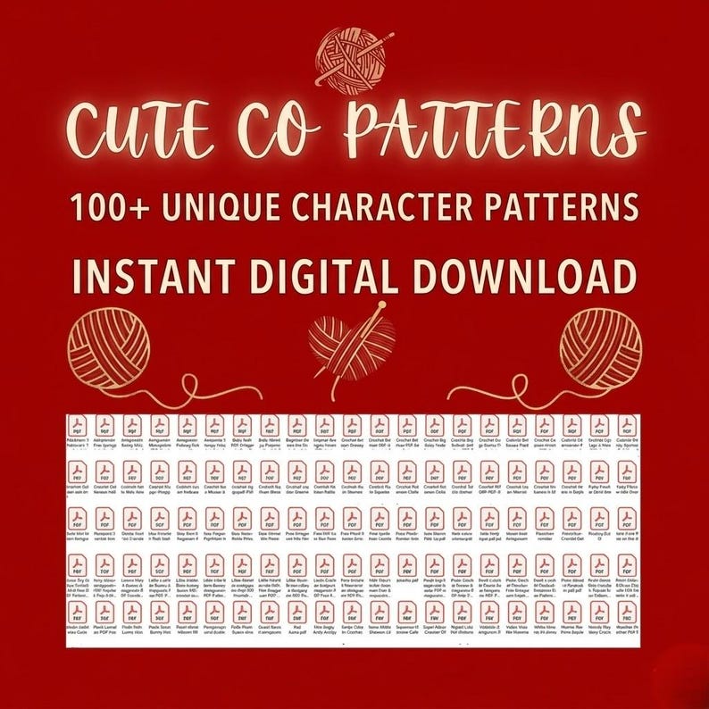 Pakiet 100 wzorów Amigurumi na postacie z kreskówek w formacie PDF, samouczek Amigurumi dla początkujących, urocze wzory szydełkowe, przewodnik po szydełkowaniu z niskim ściegiem zdjęcie 3