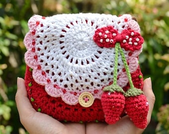 Erdbeer-Beutel Muster häkeln, Amigurumi Geldbörse, anfängerfreundlich (PDF-Muster)