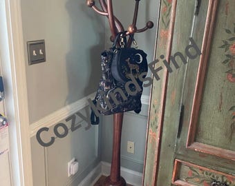 Freestanding Wood Tree Coat Rack: 8 Hook Entryway Organizer