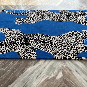 irregular Leopard Animal Hand Tufted Wool Area Rug Bids Room Rug 100% Woolen Handmade Rug and Carpet For Bedroom Living Room and Dining Room