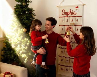 Personalized Advent Calendar for Kids | Hand Embroidered Christmas Countdown