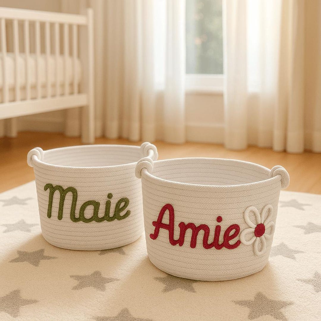 Personalized Baby Rope Basket: Custom Name Nursery Storage - Etsy