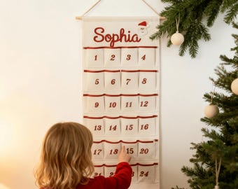 Personalized Advent Calendar for Kids | Hand Embroidered Christmas Decor