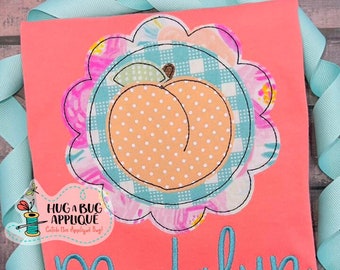 Peach Scallop Circle Bean Stitch Applique Design 4x4 5x7 6x6 7x7 8x8 9x9