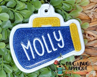 Megaphone Bag Tag In the Hoop Applique Design 4&quot; 4.5&quot; 5&quot; 5.5&quot; 6&quot;