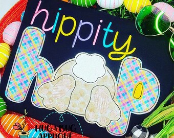 Hippity Hop Bean Stitch Applique Design 5x7 6x10 8x8 8x12 9x9
