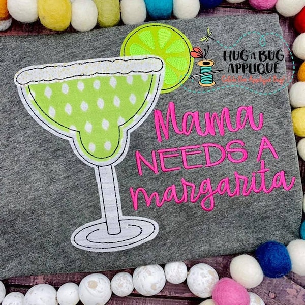 Margarita Bean Stitch Applique Design 5x7 6x10 8x8 8x12