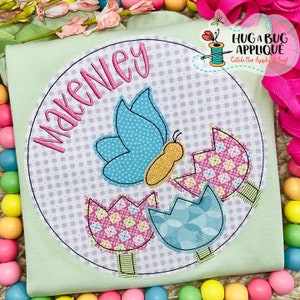 Circle Tulips Butterfly Bean Stitch Applique Design 4x4 5x7 6x6 7x7 8x8 9x9