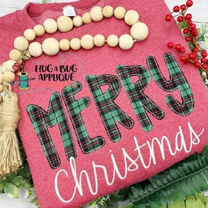 Merry Christmas Bean Stitch Applique Design 5x7 6x10 8x8 8x12 9x9