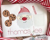 Santa Milk Cookies Trio Christmas Zig Zag Stitch Applique Embroidery Design 5x7 6x10 8x8 8x12