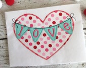 Heart Banner Valentine Zig Zag Stitch Applique Embroidery Design 5x7 6x10 8x8 8x12