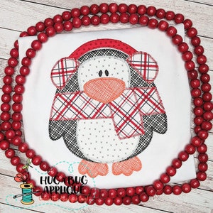 Penguin Ear Muffs Zig Zag Stitch Applique Design 5x7 6x10 8x8 8x12