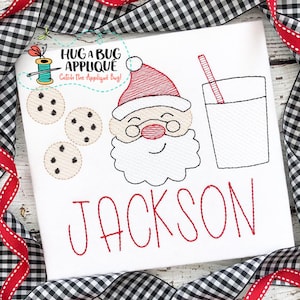 Cookies Santa Milk Sketch Embroidery Design 5x7 6x10 8x8 8x12 9x9