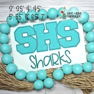 Varsity Bean Stitch Applique Font 3&quot; 3.5&quot; 4&quot; 4.5&quot; 5&quot; 5.5&quot; 6&quot; 6.5&quot; 7&quot;
