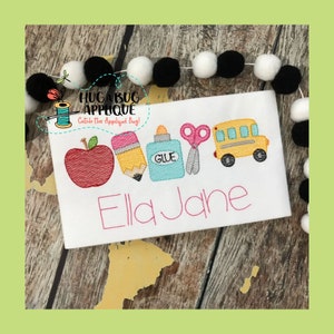 School Set Sketch Stitch Embroidery Design 5x7 6x10 8x8 8x12