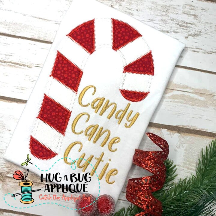 Candy Cane Zig Zag Stitch Applique Design 4x4 5x7 6x10 8x8 Etsy