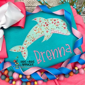 Dolphin Zig Zag Stitch Applique Design 5x7 6x10 8x8 8x12 9x9
