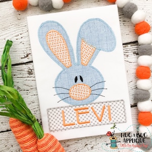 Bunny Floppy Ear Zig Zag Stitch Applique Diseño 5x7 6x10 8x8 9x9 8x12