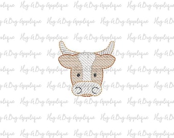 Longhorn Sketch Stitch Embroidery Design 2" 2.5" 3" 3.5" 4" 4.5"