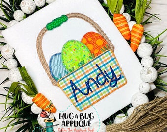Bucket of Eggs Zig Zag Stitch Applique Design 5x7 6x10 8x8 8x12 9x9