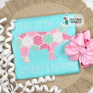 Pig Silhouette Zig Zag Stitch Applique Design 5x7 6x10 8x8 8x12 9x9