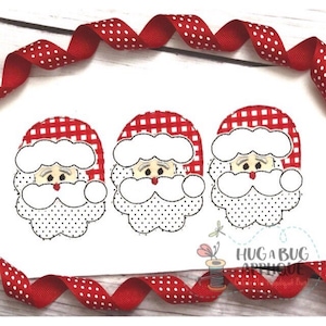 Santa Claus Trio Christmas Bean Stitch Applique Design 5x7 6x10 8x8 8x12 9x9