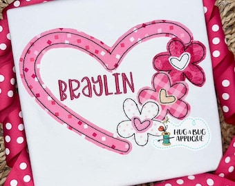 Motif appliqué Fleurs Cœur Point de Haricot 5x7 6x10 8x8 8x12 9x9