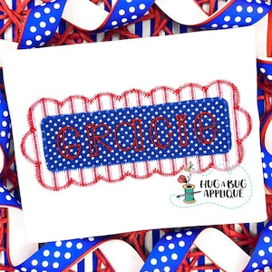Frilly Box Zig Zag Stitch Applique Design 5x7 8x8 6x10 8x12 9x9