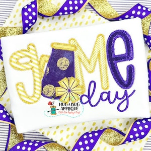 Game Day Megaphone Zig Zag Stitch Applique Design 5x7 6x10 8x8 8x12 9x9