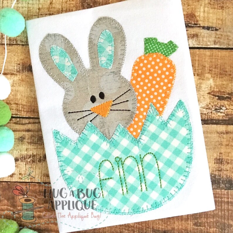 Easter Bunny Carrot Egg Blanket Stitch Applique Embroidery Design 5x7 6x10 8x8 8x12