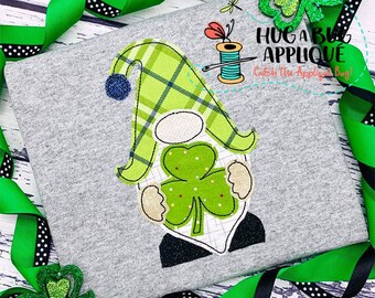 Gnome Shamrock Bean Stitch Applique Design 4x4 5x7 6x10 8x8 8x12