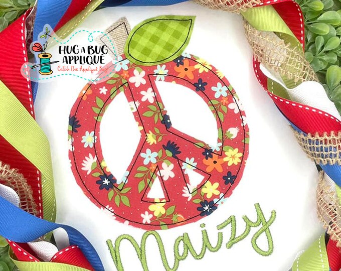 Peace Sign Applique Machine Embroidery Raggy Frayed Applique Design - Etsy