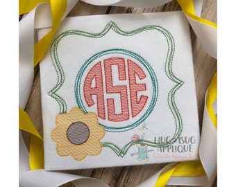 Quadro de rabisco design de bordado de girassol outono 4x4 5x7 6x10 8x8 9x9