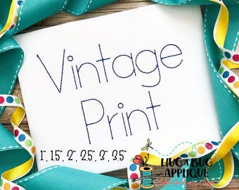 Vintage Print Floss Stitch Embroidery Font