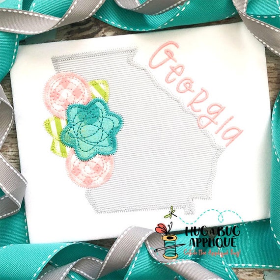 Applique Embroidery GA ZigZag Stitch Design 8x12 Hoop Art