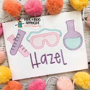 Beakers Goggles Sketch Stitch Embroidery Design 5x7 6x10 8x8 8x12