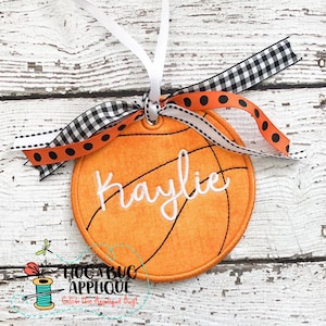 Basketball Bag Tag In the Hoop Applique Design 4&quot; 4.5&quot; 5&quot; 5.5&quot; 6&quot;