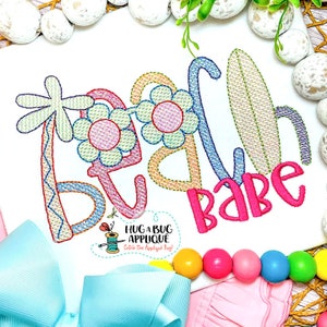 Beach Babe Sunglasses Sketch Stitch Embroidery Design 5x7 6x10 8x8 8x12 9x9