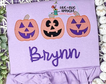 Diseño de bordado Jackolantern Trio Sketch Stitch 5x7 6x10 8x8 8x12 9x9