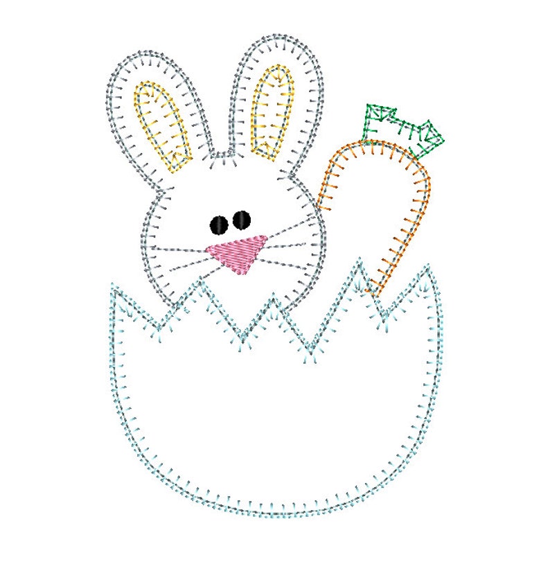 Easter Bunny Carrot Egg Blanket Stitch Applique Embroidery Design 5x7 6x10 8x8 8x12