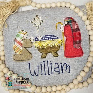 Nativity Bean Stitch Applique Design 5x7 6x10 8x8 8x12